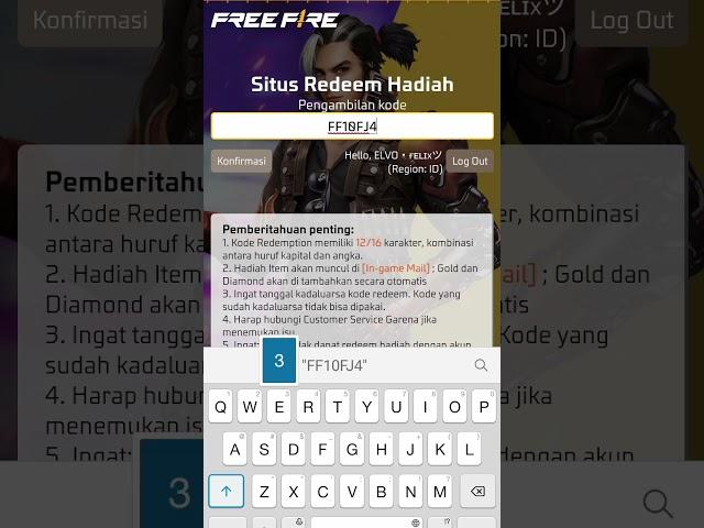 kode redeem free fire terbaru 2024 hari ini #shorts #freefire #koderedeem