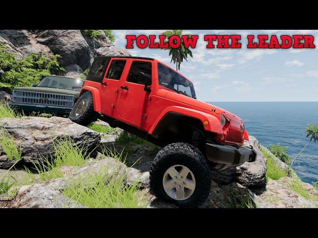 FOLLOW THE LEADER CHALLENGE ENDS BAD... - BeamNG.drive MP