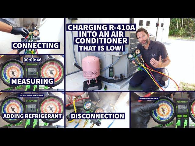 Charging R-410A into an Air Conditioner that's Low! Connect, Measure, Add Refrigerant, Disconnect!