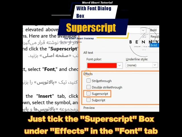 Word Tutorial: Superscript with Font Dialog Box #wordtutorial #آموزش_ورد #word #superscript