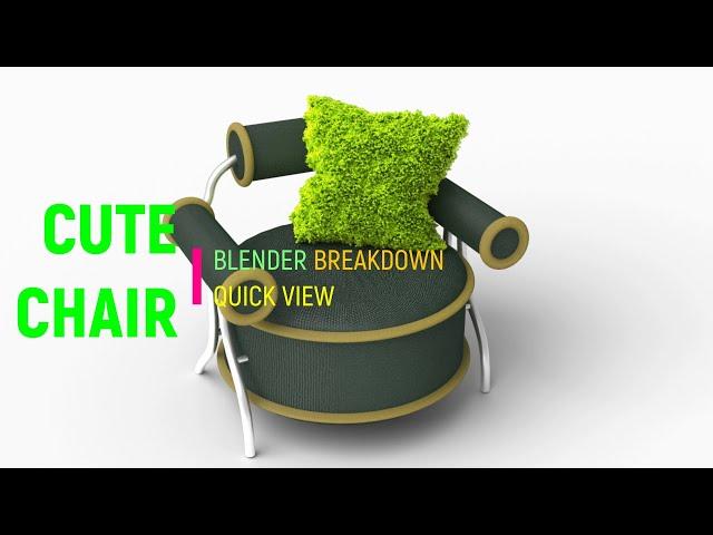 Cute Chair Blender 3d model, Quickview Breakdown properties modifier shader