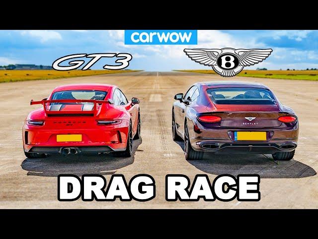 Porsche 911 GT3 vs Bentley Continental GT - DRAG RACE!