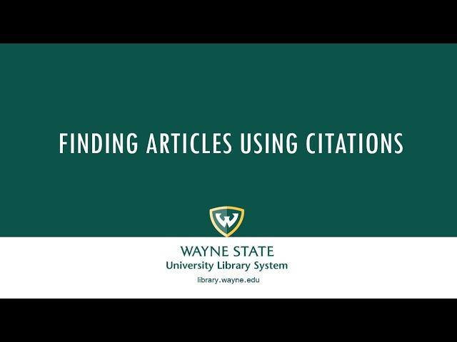 Finding Articles Using Citations