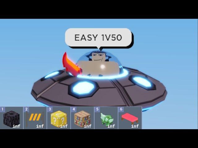 1v50 but I have infinite ??? (Roblox Bedwars)