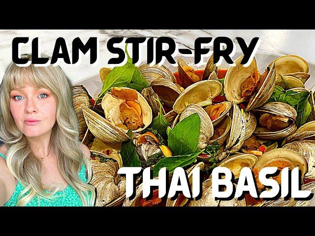 How to make SPICY CLAM with THAI BASIL | Hoy Lai Pad Prik Pao | หอยลายผัดพริกเผา