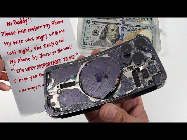 Teardown! His wife Destroyed his phone - iPhone 14 Pro Cracked Restoration