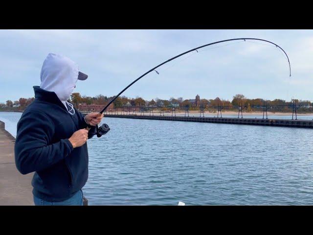 Pier Fishing GIANT Trout and Whitefish! - Great Lakes Pier Fishing