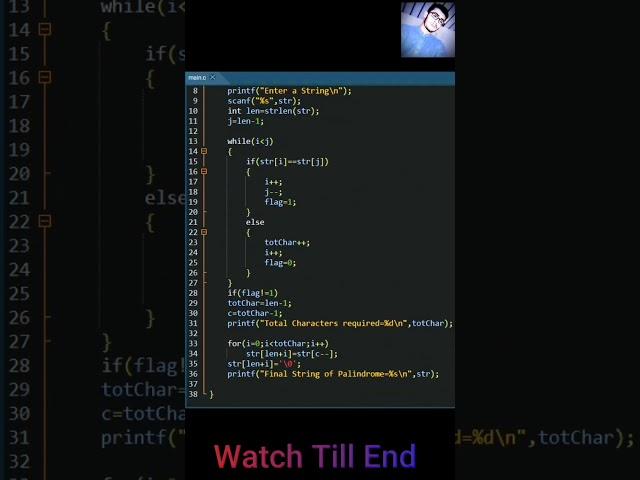 C Programming | Character Make a String Palindrome | Coding With Sohail 