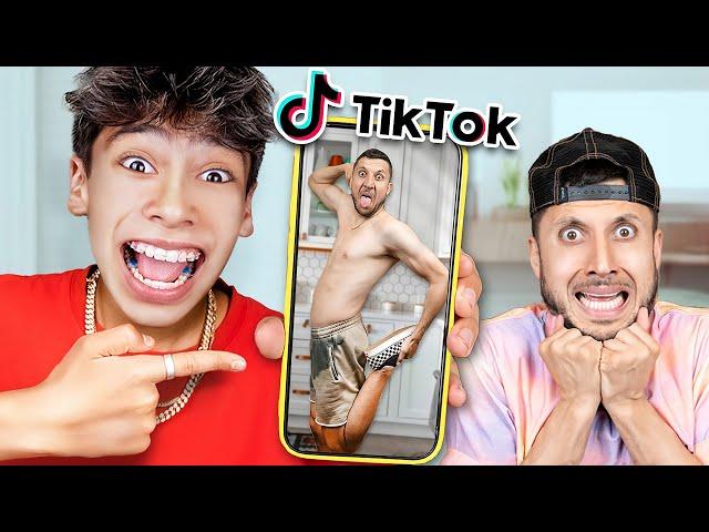 Son REACTS to his Dad's CRINGE TikToks! 