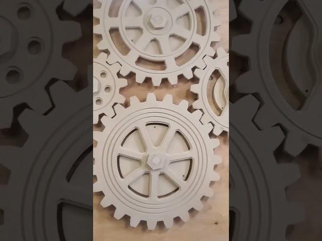 Kinetic 7 feet by 4 feet gear wall by Bitterroot DSign #diywood #gears #stem