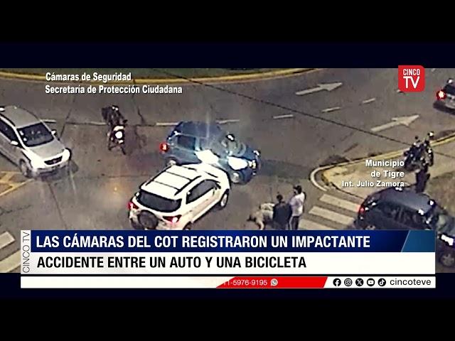 CINCO TV - Tigre impactante accidente entre un auto y una bicicleta