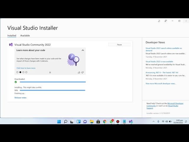 How to install visual studio 2022