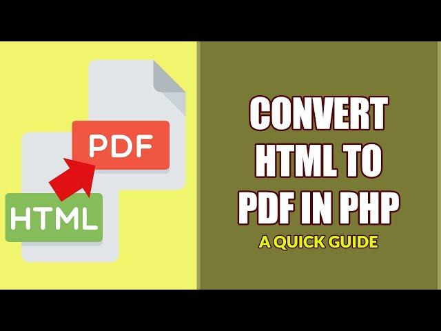 How To Convert HTML To PDF In PHP