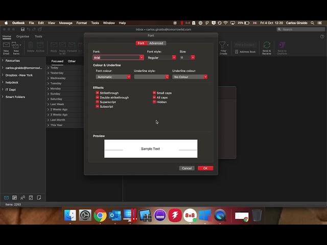 Outlook Change Font Size & Type On Mac