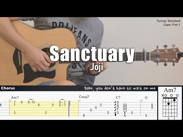 Sanctuary - Joji | Fingerstyle Guitar | TAB + Chords + Lyrics