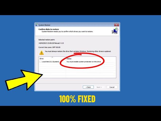 Fix You must enable system protection on this drive in windows 11 / 10 | Solve System Restore Error