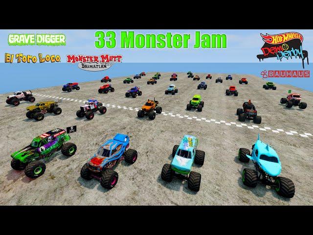 33 Monster Trucks Epic Race, Grave Digger Monster Jam Racing