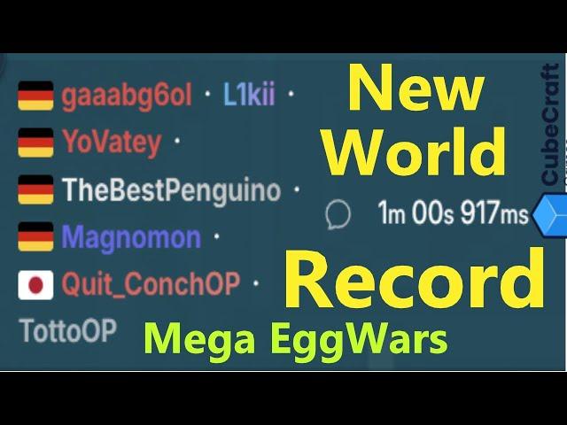 【World Record?!?!】60sec - EggWars Mega any% #kenandtotto CubeCraft bedrock minecraft Speedrun.com