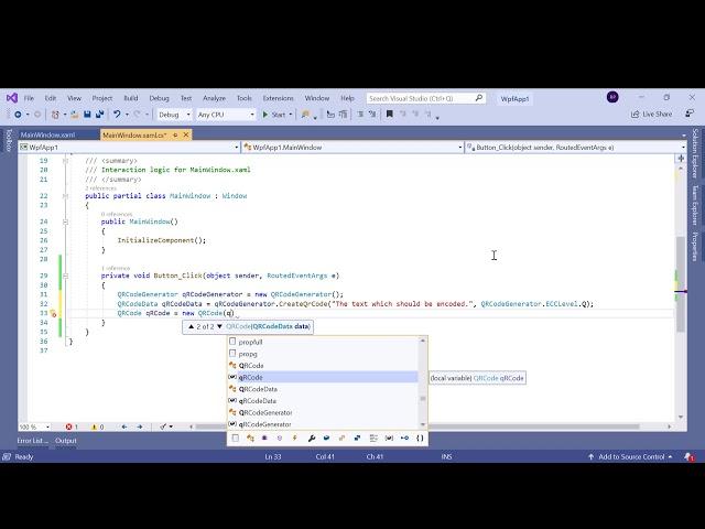 C# QR Code in WPF with Visual Studio 2019