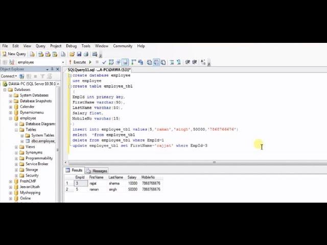 How to create Table,Insert,Update,Delete in SQL Server very easy steps