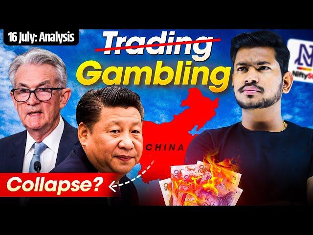 Options Trading  Options Gambling  | China GDP Shrinks , Fed Speech | Banknifty Analysis | 16 July