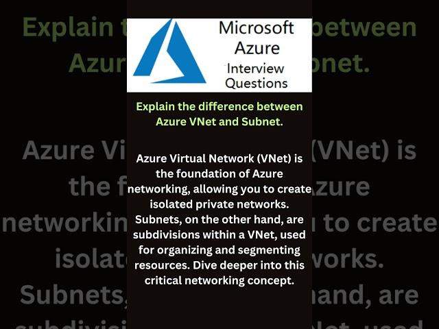 Azure Interview Question Azure VNet vs Subnet Unraveling the Mystery #shorts