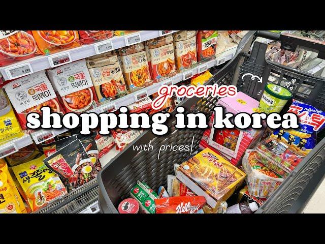 shopping in korea vlog  grocery food haul with prices  matcha icecream, snacks unboxing