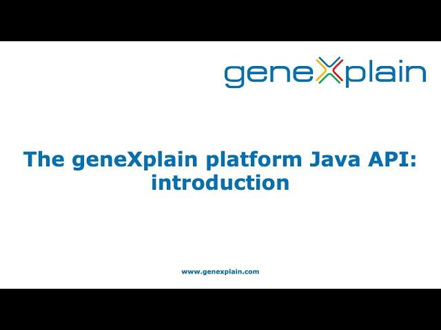 The geneXplain platform Java API introduction