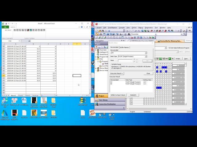 Excel read and write the data from Mitsubishi PLC