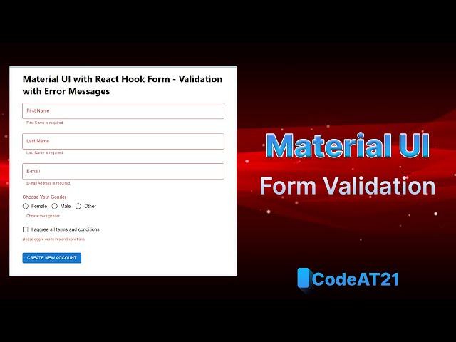 Material UI with React Hook Form - Validation with Error Messages