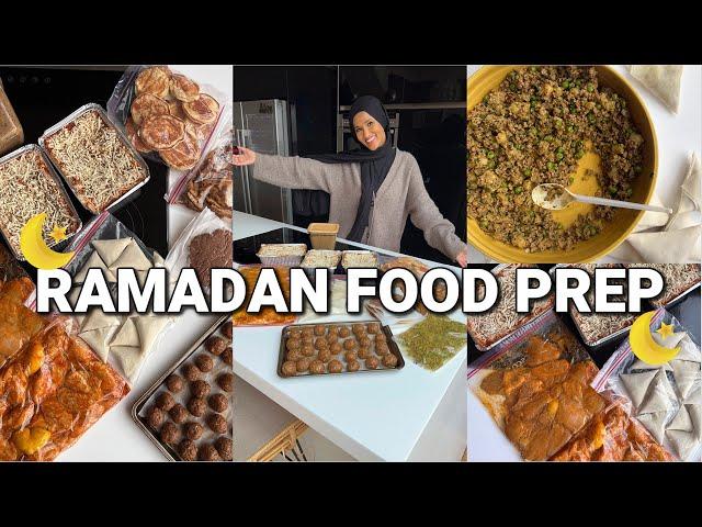 RAMADAN 2024 MEAL PREP| lamb samosa, smash burger, veggie curry, lasagne, pancakes + wings!