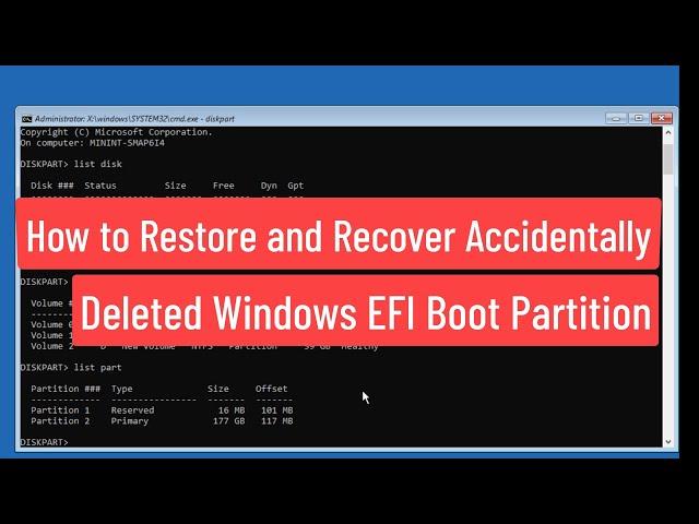 How to Restore & Recover Accidentally Deleted Windows EFI Boot Partition | Fix Can't Boot EFI System