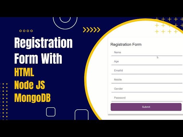 Registration form to sign up and store data using HTML, Node.js and MongoDB |  @BharatIntern Project