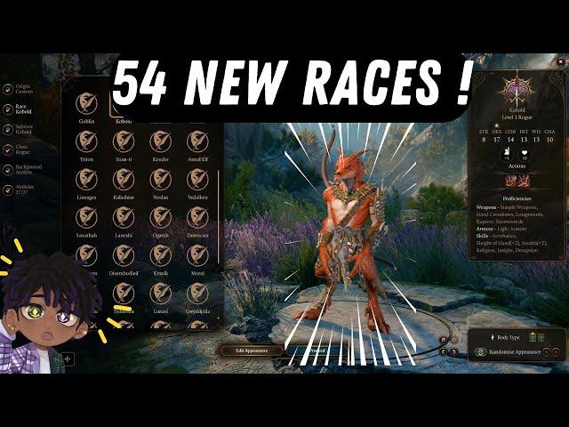 All 54 NEW RACES in Baldurs Gate 3