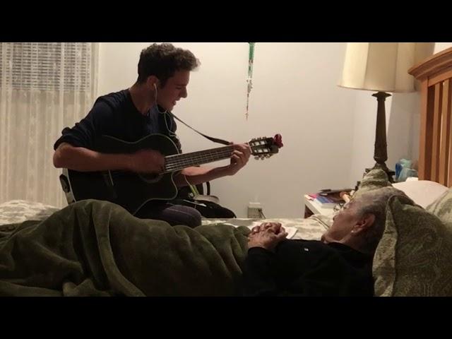 Playing the guitar to my 95 year old great grandma