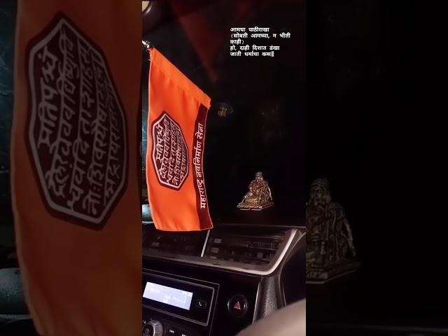 Maharashtra navnirman sena Flag in car.