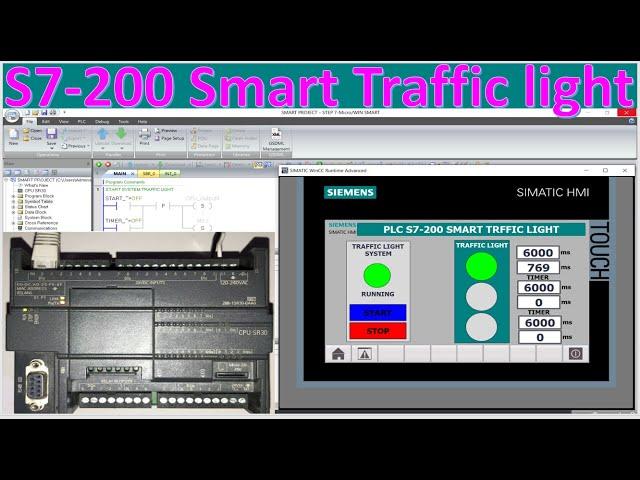 PLC S7-200 Smart create example program for traffic light full tutorial