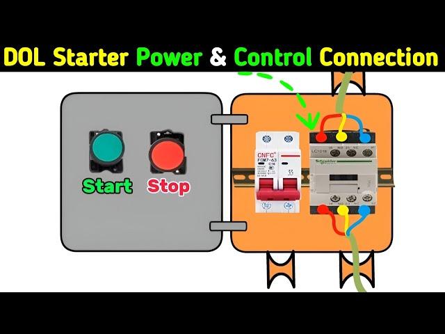 DOL Starter Power and Control Wiring Connection By Using Start&Stop Push Button @elegantpowertech