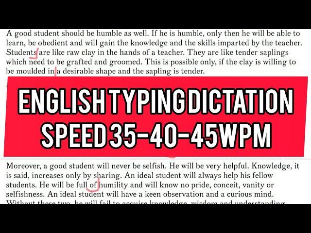 @35-40-45 wpm || English Typing dictation for beginners || KVS, SSC, RRB, UPPCL, IA, LDC, JVVNL, MTS