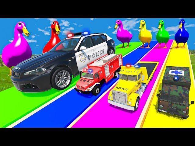 Big & Small Police Cars with Slide Color and Portal Trap - Police Chase vs Cars - BeamNG.Drive #5