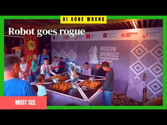 Robot breaks 7 year old's finger during chess game in Moscow.