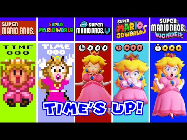 Evolution of Princess Peach Dying time's up, losing Super Mario Games And Fan Mod Games (1985-2024)