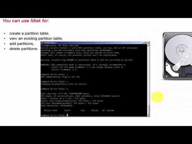 How to manage partitions in Linux using fdisk? (on Oracle Linux 6)