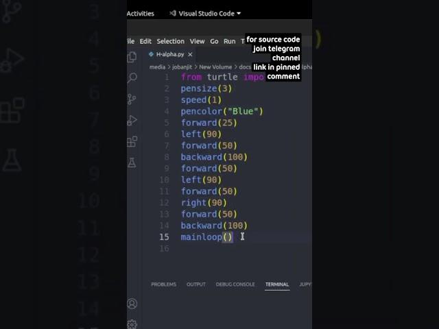 H alphabet using turtle in python #shorts #python #pythonprogramming