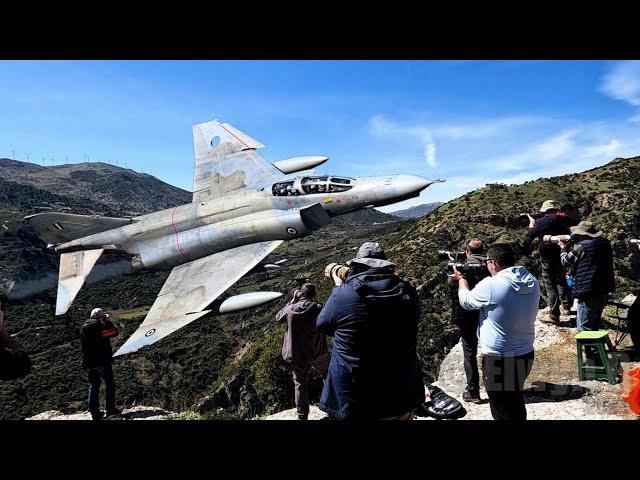 WATCH : F4 Phantom Low Level skills in the Greek Mach loop INIOCHES 24  Greek Mirages French Rafale