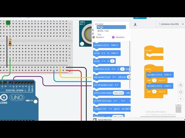 Lampu Indikator dengan Sensor Jarak menggunakan Tinkercad Block