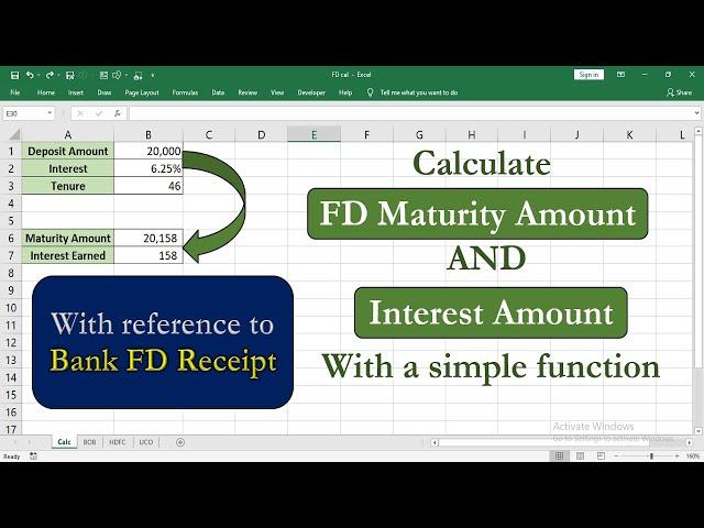 How to calculate Fixed Deposit maturity amount and Interest amount in Excel