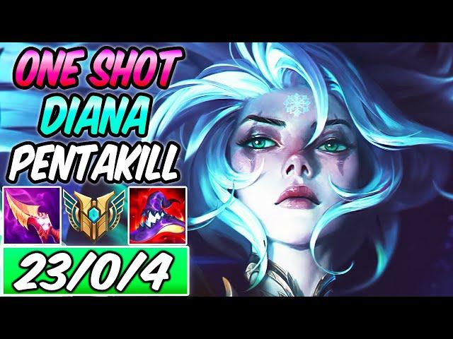 S+ WINTERBLESSED DIANA JUNGLE PENTAKILL WINTER MAP 90% K.P ONE-SHOT DIANA | Build & Runes Season 13