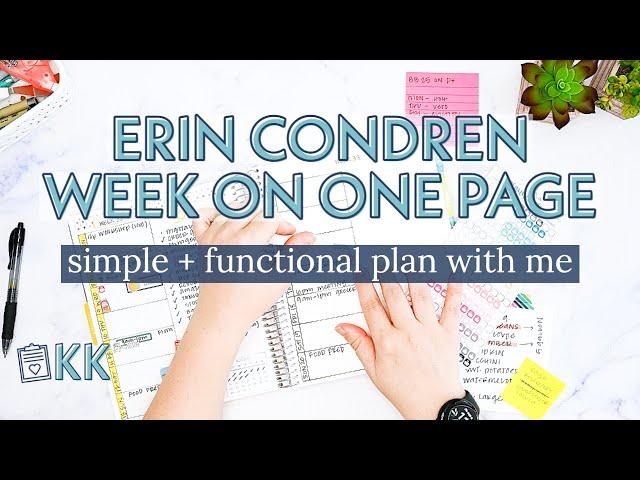 Erin Condren Simple Functional Plan with Me Monthly Planner Minimal No Kit Weekly Overview on 1 Page