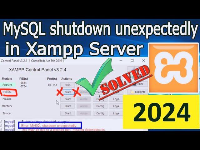 [Solved] Error: MySQL Shutdown Unexpectedly [2024 Update]  MySQL not starting in Xampp Server